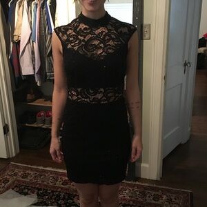 NWT Windsor Black Sparkle Open Back Mini Dress S